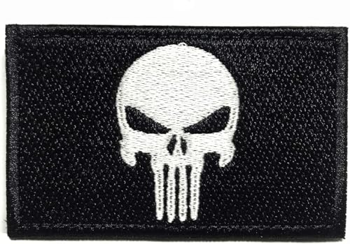 ONEBOOM Velcro Patch,Fun Punisher Patch,Wiederverwendbare Airsoft Patches für Hüte/Rucksäcke/Taktische Westen/Militäruniformen-Schwarz von ONEBOOM