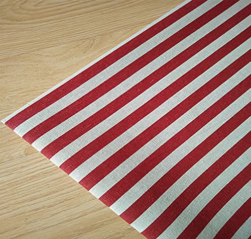 ONECHANCE Baumwollstoff Streifen Muster zum Nähen Meterware 100x150cm Leinenstoff Bedruckt für Polsterung Kissenbezug Color 1.2cm Rot/Weiß Size 1 Meter von ONECHANCE