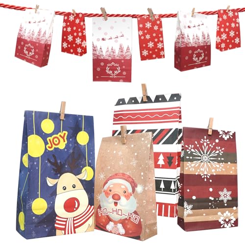 Adventskalender new, ONEHAUS Adventskalender zum befüllen groß, Geschenk Papiertueten Zum Selber Befüllen Basteln Pinguin Advents Tüten, Adventskalender Kinder selberfüllen von ONEHAUS