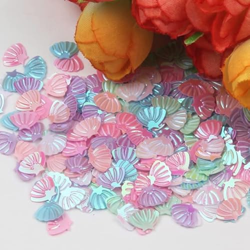 Muschelform Pailletten 7mm Pvc Lose Pailletten Bunte Transparente Paillette Glitter Nail Art Pailletten Für Handwerk Dekoration 10g-warme Mischung von ONGOLIA