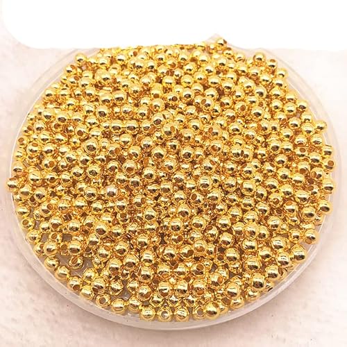 Schmuckzubehör zum Selbermachen 3–8 mm Gold/Silber/Bronze/Silber Ton Metallperlen glatte Kugel Zwischenperlen für die Schmuckherstellung-01gold,3mm(200pcs) von ONGOLIA