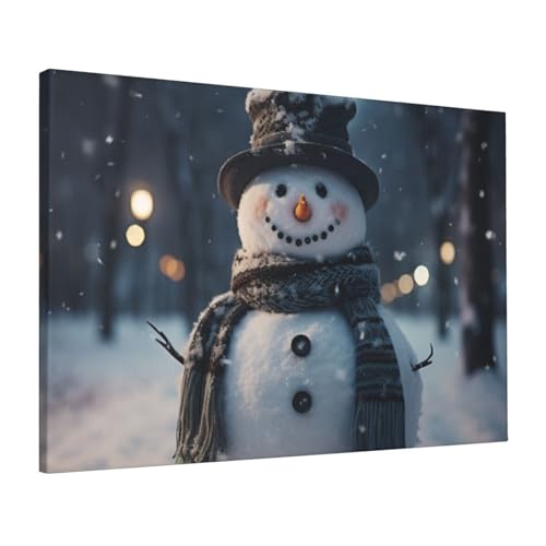 Kunstdruck auf Leinwand mit Weihnachtsbaum und Schneemann, Sand, Wanddekorationen für Wohnzimmer, moderne Familienwanddekoration, hängende Bilder, Unkraut, Gemälde, Küche, Büro, Leinwand-Kunstdrucke, von ONIICHI