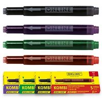 ONLINE® 17026 Tintenpatronen für Füller 5x lila, 5x grün, 5x schwarz, 5x rot 20 St. von ONLINE®