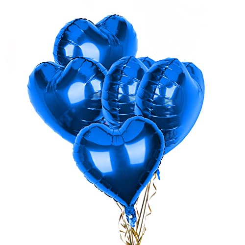 5 Stück Blau Herz Luftballons, 18 Zoll Herzform Folienballons, Herzballons Helium für Valentinstag Verlobung Brautdusche Abschlussfeier Babyparty Hochzeit Jahrestag Geburtstag Party Dekorationen von ONLYQIQIU