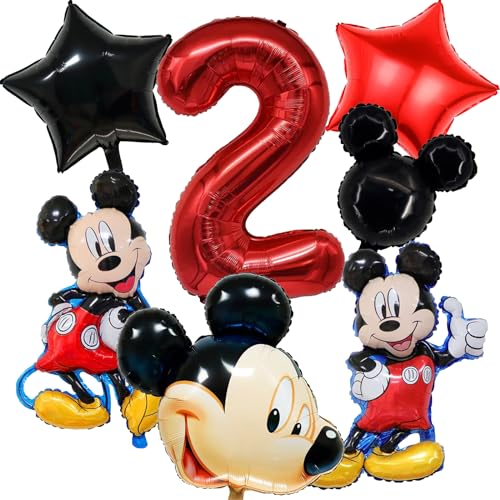 Cartoon Luftballons Geburtstag, Geburtstagsballon 7 Stück Folienballons Ballons Kindergeburtstag, Helium Luftballons für 1/2/3 Jahre Kinder Geburtstags Babydusche Dekoration (2 Jahre) von ONRAGT