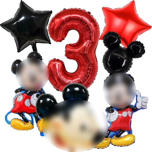 Cartoon Luftballons Geburtstag, Geburtstagsballon 7 Stück Folienballons Ballons Kindergeburtstag, Helium Luftballons für 1/2/3 Jahre Kinder Geburtstags Babydusche Dekoration (3 Jahre) von ONRAGT