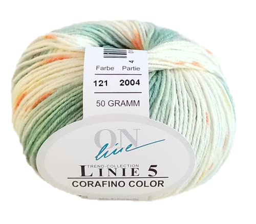 Babywolle mit Farbverlauf Online Wolle Linie 5 Corafino Color 121, Wolle mit Merinowolle zum Stricken oder Häkeln von ONline Garne
