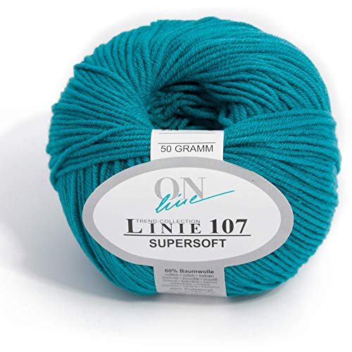 ONline Linie 107 Supersoft 50 g - klassisches Baumwollmischgarn zum Stricken und Häkeln von ONline Garne