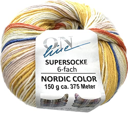 ONline Supersocke 6-Fach 150g Sort. 328 Nordic Color 2773 - Gelb-Orange von ONline Garne