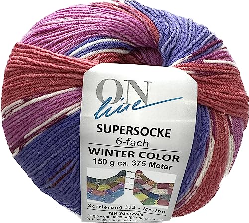 ONline Garne - 6-fach 150g Sort. 332 Winter-Color 2802 - Pink/Lila/Rot von ONline Garne