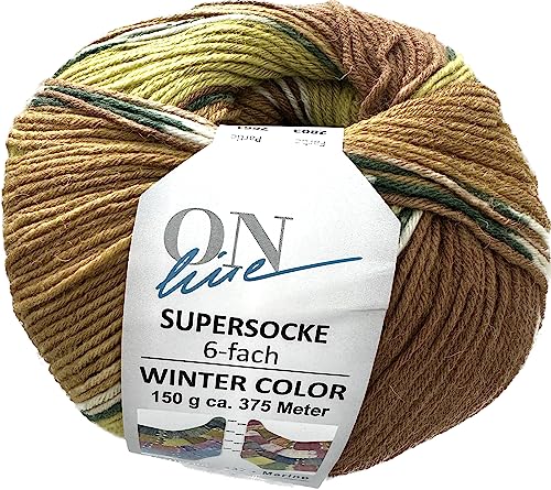 ONline Supersocke 6-Fach 150g Sort. 332 Winter-Color 2803 - Ocker/Gelb/Braun von ONline Garne