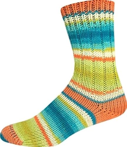 ONline Supersocke 8-Fach Sort. 353 Merino Color 2949 - orange/Limone/türkis von ONline Garne