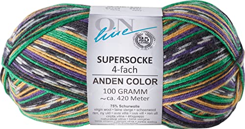 ONline Supersocke Sort. 315 Anden-Color 100g 2688 - Flieder/Oliv von ONline Garne