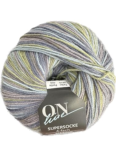 ONline Supersocke Sort. 335 Merino Extra Fine Color 100g 2819 - Mint/Blau/Ocker/Violett von ONline Garne