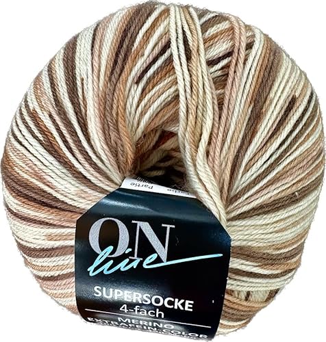 ONline Supersocke Sort. 344 Merino Extra Fine Color 100g 2884 - braun/Ocker/beige von ONline Garne