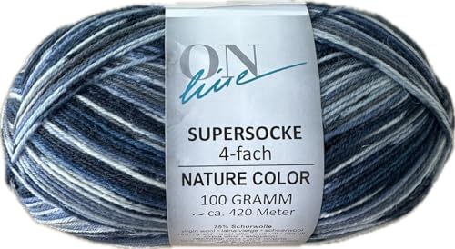 ONline Supersocke Sort. 351 Nature Color 100g 2931 - blau/weiß/hellblau von ONline Garne