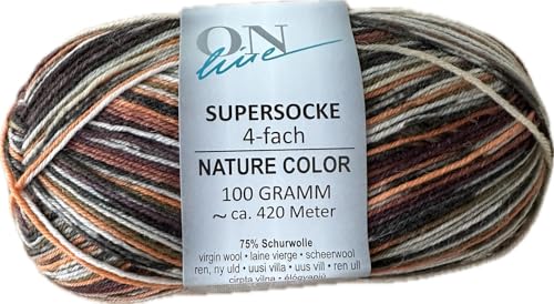 ONline Supersocke Sort. 351 Nature Color 100g 2932 - braun/orange/beige von ONline Garne