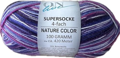 ONline Supersocke Sort. 351 Nature Color 100g 2935 - lila/rosa/blau von ONline Garne