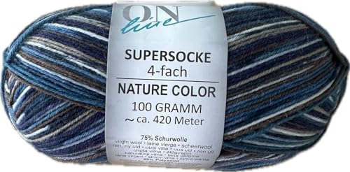 ONline Supersocke Sort. 351 Nature Color 100g 2937 - blau/braun/Petrol von ONline Garne