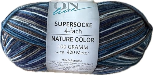 ONline Supersocke Sort. 351 Nature Color 100g 2937 - blau/braun/petrol von ONline Garne