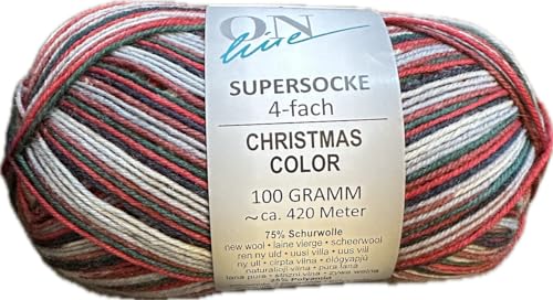 ONline Supersocke Sort. 362 Christmas Color 100g 3008 - von ONline Garne