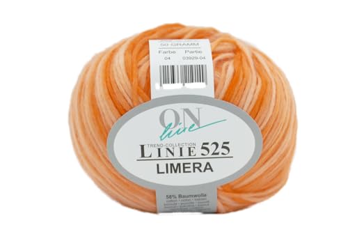 Online Garne Linie 525 Limera, Häkelwolle, Strickgarn für Frühling und Sommer, Baumwollmischgarn, Nadelstärke 4 bis 4,5 mm (04 orange) von ONline Garne