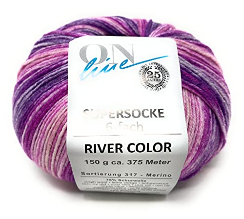 ONline Supersocke 6-Fach 150g Sort. 317 River-Color 2701 - rosa/violett von ONline Garne