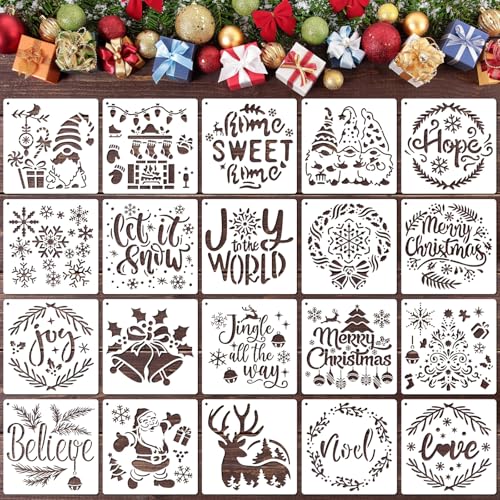 OOTSR 20Stk Weihnachten Schablonen für Basteln,15CM Zeichnung Malschablonen Schablonen Santa Kinder, DIY Scrapbooking Kunststoff Stencil Zeichenschablonen Holz Leinwand Deko von OOTSR