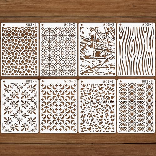 OOTSR 8 Stück Schablonen Wandgestaltung Set, 21x15cm Zeichnung Malschablonen DIY Schablonen der Geometrische, Kunststoff Vorlagen für Scrapbooking Holz Möbel Leinwand Deko von OOTSR