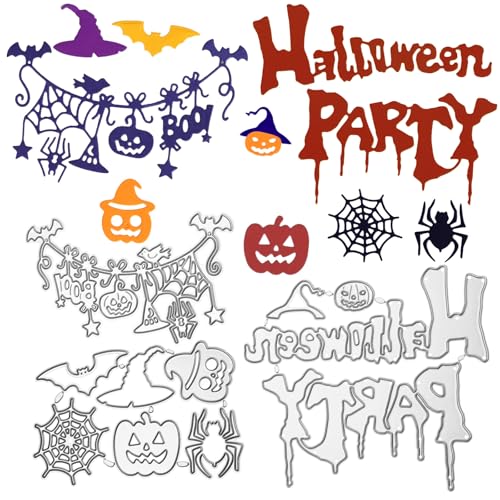 OOTSR Halloween-Stanzschablone DIY, Stanzformen Schablonen für Scrapbooking Fotoalbum Dekor Karten, Schneidebrett aus Metall, Prägung Papier Stanzen mit Kürbis und Spinne von OOTSR