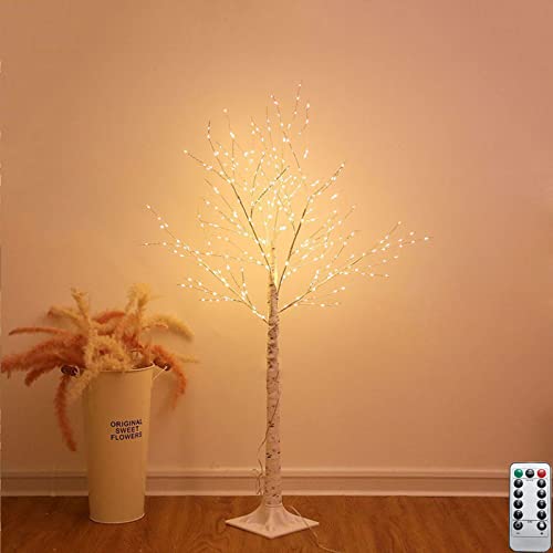 LED Lichterbaum 120 cm Baum Lichter Birkenoptik 228 LEDs Warmweiß Weihnachtsbaum lichter mit Fernbedienung 8 Lichtmodi Verstellbare Äste Weihnachtsdeko Baum mit Beleuchtung für Hochzeit Festival Party von OOWOKS