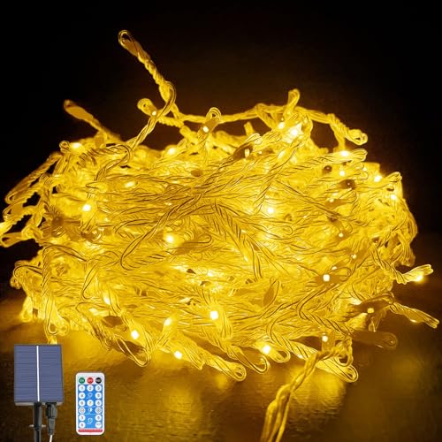 OPAHUTER Solar Lichterkette Aussen, 10m 370LEDs Lichterketten mit Fernbedienung, IP65 Wasserdicht Lichterkette, 8 Modi Solarlichterkette für Garten Balkon Hochzeit Weihnachts Terrassen von OPAHUTER