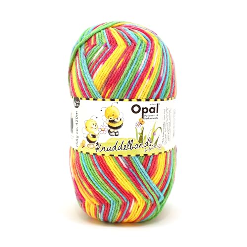 Opal 6-fach Sockenwolle Knuddelbande Pullover-/u. Sockenwolle 75% Schurwolle/25% Polyamid, 150g/420 m, Socken stricken (11324 Liebeshummeln) von OPAL