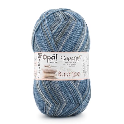 Opal Beauty Balance 4-fädige Pullover-/Sockenwolle mit Edelweißextrakt u. Vitamin E,100g/425m, 75% Schurwolle (Superwash) 25% Polyamid (11401 grenzenlose Weite) von OPAL