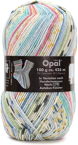 Opal Hundertwasser (425m) 4-fädiges Garn - Wollmischung, zum Stricken warmer Socken mit einzigartigen Farbmustern, 2101, 1 x 100g Opal Hundertwasser (425m) 4-fädiges Garn - Wollmischung, zum Stricken warmer Socken mit einzigartigen Farbmustern, 2101, 1 x 100g von OPAL