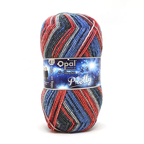 Opal Pretty mit Silbereffekt,100g 4-fädigePullover u. Sockenwolle,Made in Germany,71% Wolle / 26% Polyamid / 3% Polyester (metallisiert) (11281 hübsch) von OPAL