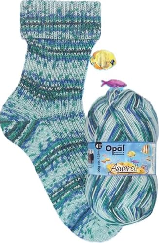 Opal Sockenwolle Aquarell, 4-fädig, 75% Schurwolle Superwash, 425m/100g, Nadelstärke 2-3mm (11535 Unterwasserspektakel) von OPAL