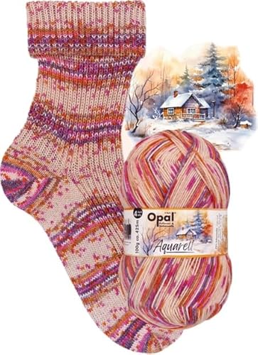 Opal Sockenwolle Aquarell, 4-fädig, 75% Schurwolle Superwash, 425m/100g, Nadelstärke 2-3mm (11537Winterruhe) von OPAL