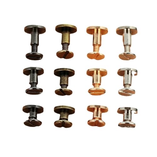 OPPUANNLQ Schrauben für Leder, Nietennägel 10 Sets/20 Stücke Flache Gürtel Schrauben Gepäck Leder Handwerk Nagel Nieten Messing Gold Silber Solide Weibliche Niete geschlitzt Stud Kopf(Silver,5x4mm) von OPPUANNLQ