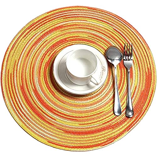 OPPUANNLQ Tischsets, Platzsets 2er-Set, hitzebeständige Küchen-Esssets, satingefärbte Ramie-Baumwollgarn-Tischsets, Untersetzer(Yellow,11.8in) von OPPUANNLQ