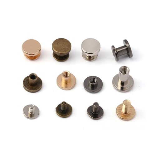 Schrauben für Leder, Nietennägel 1pc Metall Flache Gürtel Schrauben Leder Handwerk Nagel Messing Solide Nieten Stud Kopf for Gürtel Brieftasche Gepäck Tasche Schuhe taste Verschlüsse(Gold,9x5x8mm) von OPPUANNLQ