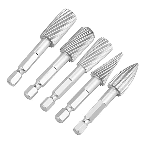 Bits, Hartmetall-Frässtift-Set, Werkzeugzubehör, Sechskant-Hochgeschwindigkeits-Frässtifte, Feilen, Werkzeuge, 5 Stück, 1/4 Zoll, für Aluminium- und Eisen-Hardware von OPPWONG