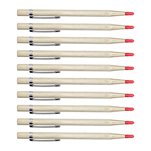 OPPWONG Gravierstift, Anreißwerkzeug, 10 Stück, Aluminium-Ätzstifte, Anreißwerkzeug, Wolframkarbidspitze, Anreißer, Markierungswerkzeug für Keramik, Glas, Metallblech (GOLD) von OPPWONG