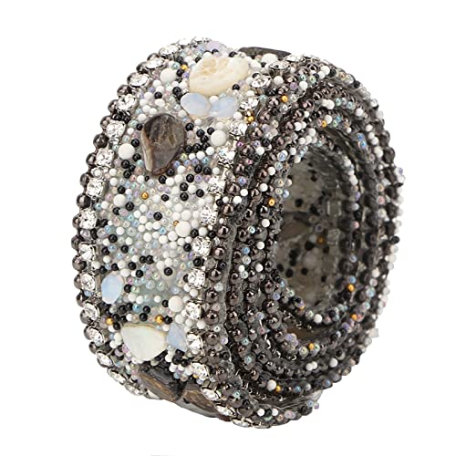 OPPWONG Kristall-Strass-Band, Strass-Band, Kristall-Strass-Kettenbesatz, 2,5 Cm, DIY-Diamant-Netz, Wickelrolle, Band-Dekoration (schwarzer Stein, schwarze Kette) von OPPWONG