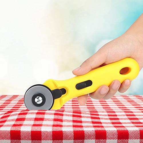 Rollschneider für Stoff, 45 Mm Rundes Cuttermesser, Rollschneider, Stoff-Rollschneider mit Hoher Schnittrate für Papier, Kleidung, Stoff und Leder (YELLOW) von OPPWONG