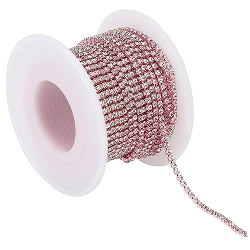 Strasskette 10 Yards, Farbe Strasskette Kristall Enge Kette DIY Handyschale Strasskette Farbe Kleidung Ornament Dekoration Zubehör Ss6/6,5 (PINK) von OPPWONG