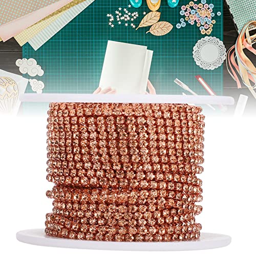 Strasskette 10 Yards, Farbe Strasskette Kristall Enge Kette DIY Handyschale Strasskette Farbe Kleidung Ornament Dekoration Zubehör Ss6/6,5 (roségoldener Diamant auf goldenem von OPPWONG