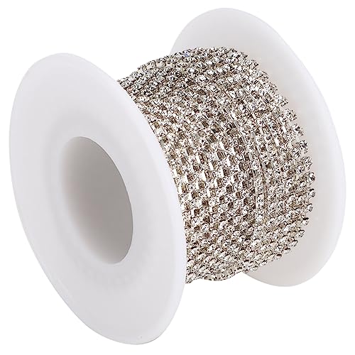 Strasskette 10 Yards, Farbe Strasskette Kristall Enge Kette DIY Handyschale Strasskette Farbe Kleidung Ornament Dekoration Zubehör Ss6/6,5 (weißer Diamant auf silbernem von OPPWONG