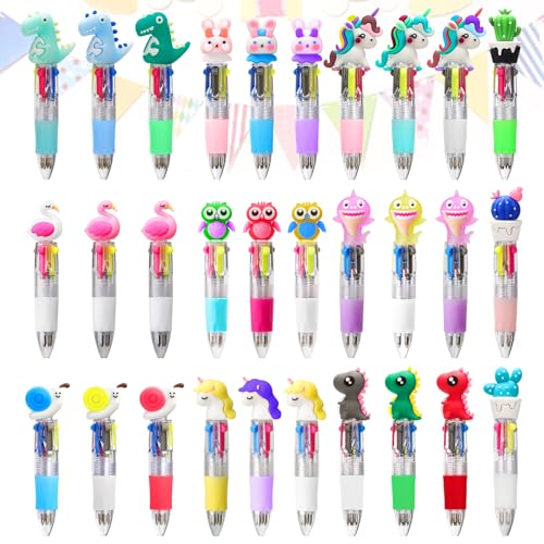 OPPZZIT Mitgebsel Kindergeburtstag 6 7 8 9 10 Jahre, Kindergeburtstag Gastgeschenke & Give Aways, 30 Pcs 0.5mm Mini-Kugelschreiber 4 Farben mit Cartoon-Muster Partytütenfüller für Mädchen von OPPZZIT