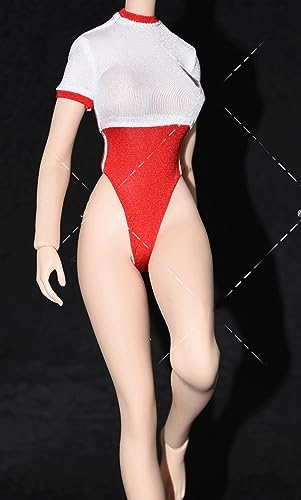 OPQRSTUVW 1/6 Maßstab Figur Puppe Kleidung Kurzarm Overall Badeanzug für 30,5 cm weibliche Actionfigur, flexible nahtlose Puppe Silikonkörper (Rosa) von OPQRSTUVW